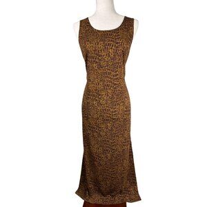 Sheri Martin New York Petites Brown Animal Print Sleeveless Midi Dress 12P